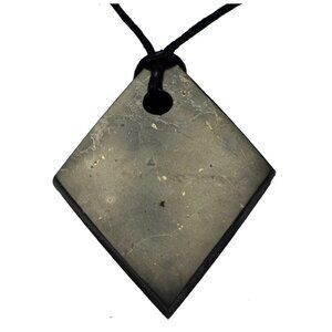Shungite Stone Pendant Genuine Mineral EMF Shield Protection Amulet Rhombus
